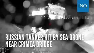 Russian tanker hit by sea drone near Crimea Bridge