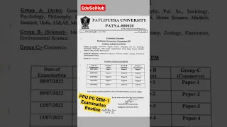 Examination Programme of P.G. Regular sem-I 2022 #shorts #ppu #patliputra #ppunews #youtubeshorts