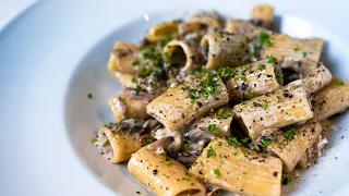 The Ultimate Creamy Mushroom Alfredo Rigatoni