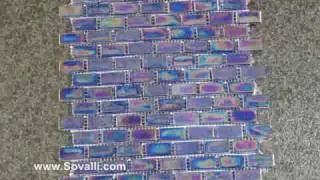 Sovalli Ocean Blue Iridescent Glass Mosaic Tile