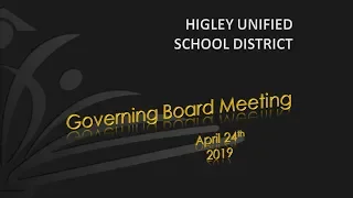 HUSD Governing Board Meeting April 24, 2019