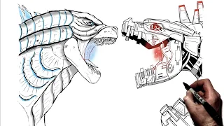 How To Draw Godzilla vs Mechagodzilla | Step By Step | Godzilla vs Kong
