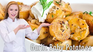 The BEST Garlic Baby Potatoes Recipe - SUPER Easy & Delicious!!!