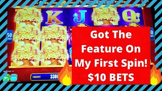 I Got the Bonus on my first spin on Golden Strike $10 bets