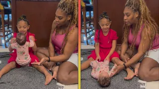 Watch Serena Williams and Daughter Olympia Help Baby Adira 'WORK OUT'