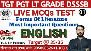 TGT PGT English LIVE TEST 01 | Lt Grade English | Forms of Literature most Important Questions  |