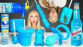 ASMR BLUE FOOD, SOUR CANDY, EATING CRICKET, FROSTIE BLUE CREAM SODA, SOUR STRIPS MUKBANG 먹방 꿀벌