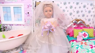 American Girl Doll Beauty Routine for Wedding Day! PLAY DOLLS traditions story