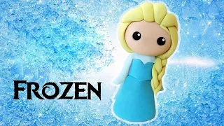 MINIATURE DISNEY ELSA FROZEN - Easy Clay polymer clay Tutorial,  Fondant cake DIY