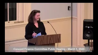 Concord Finance Committee Public Hearing   March 1, 2023