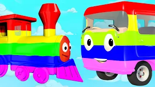 Learn Colors with Train & Bus Painting Finger Family Nursery Rhymes for Kids