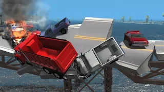 Collapsing Bridge Pileup Crashes 7 | BeamNG.drive