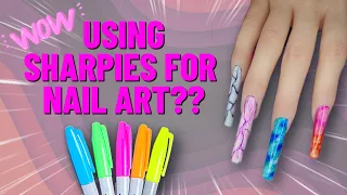 Using SHARPIES for nail art!? | Easy DIY Nail Design | Beginner friendly | Wow!!!