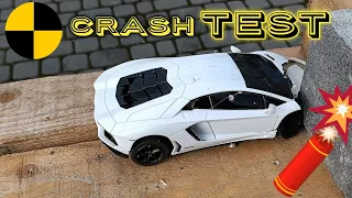 CRASH Test 🧨 + Firecracker Explosion LAMBORGHINI Aventador Diecast 🚗 Car Toy Miniature BeamNG 1:24