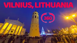 Christmas time in Vilnius, Lithuania VR 360 travel video. Вильнюс в Роджество, Литва.