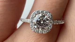 0.5 ct Round Diamond in Square Halo Ring - PIERRE - Style #5891