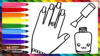 Drawing And Coloring A Hand With Rainbow Nailpolish 💅🌈 Drawings For Kids