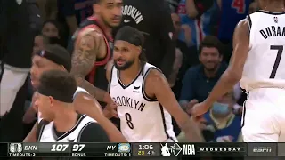 Kyrie Irving waves goodbye to the Knicks fans as the Nets complete the 21 point comeback!
