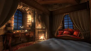 Rain, Thunderstorm & Fireplace Sounds for 12 hours in this Cozy Place | Sleep, Study, Meditation