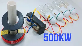 how to make free electricity generator500kw light bulb220v fransformer with magnet using copperwire