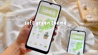 how to have an aesthetic phone🪴without changing the icons app || soft green theme 🌵°,🌱