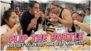 FLIP THE BOTTLE + NON STOP EATING CHALLENGE