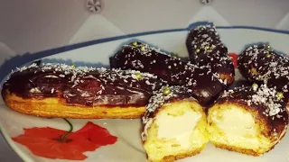 🍩Еклери з вершковим кремом🍫 Ідеально смачний десерт😋Приготує кожен👍Заварне тістечко🍩