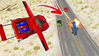 The ULTIMATE Flying Car Mod...With A Mini Gun! Complete Destruction! - BeamNG Drive Mods