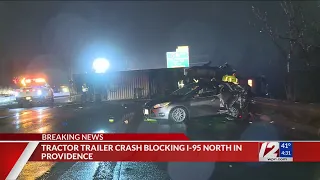 Tractor-trailer crash closes I-95 North