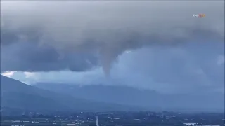 Ominous funnel cloud towers over Santa Paula in Ventura County