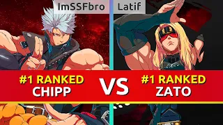 GGST ▰ ImSSFbro (#1 Ranked Chipp) vs Latif (#1 Ranked Zato). Guilty Gear Strive