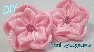 Цветок канзаши на резиночке / DIY RIBBON FLOWERS