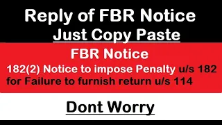 Reply of 182(2) Notice to impose Penalty u/s 182 for Failure to furnish return u/s 114