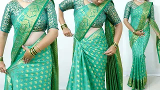 Banarasi silk saree draping in very easy steps | saree draping tips & tricks with perfect pleats