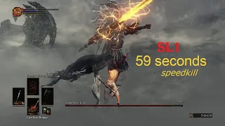 Dark Souls 3 - Nameless King SL1 speedkill (59 seconds)