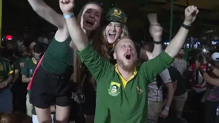 South Africa rugby fans celebrate as Springboks beat New Zealand to win Rugby World Cup