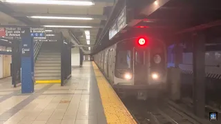 R46/R160/R179 Uptown A,C,F Express Trains At Canal Street