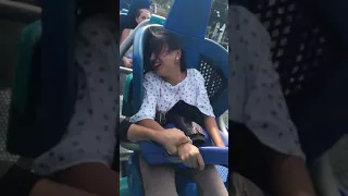 My sister in laws first roller coaster ride at Manta sea world San Diego must watch funny