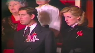 (1984) Lovely Princess Diana with long hair singing God Save the Queen, Festival of Remembrance