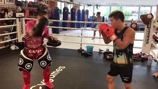 practice back kick  by Tenshin Nasukawa 🇯🇵 Trainer Joe 🇹🇭