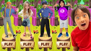 Blippi World vs Tag with Ryan's World Kaji Family vs Like Nastya Run - Gameplay