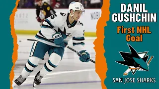 Danil Gushchin #75 (San Jose Sharks) first NHL goal Apr 1, 2023