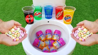 Fruity Mentos VS Coca Cola, Monster, Fanta, Mtn Dew, Fruko and Mentos in the toilet