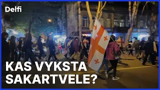 Delfi specialiai iš Sakartvelo. Tbilisio centre surengtas dar vienas masinis protestas.