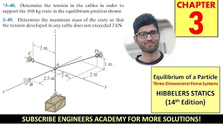 3-48 | Chapter 3: Equilibrium of a Particle | Hibbeler Statics 14th ed | Engineers Academy