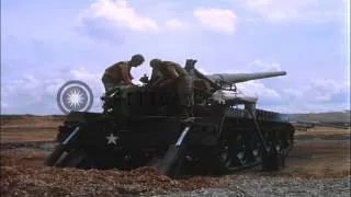 Soldiers load and fire from an M107 Self Propelled 175mm howitzer in Bien Hoa, Vi...HD Stock Footage