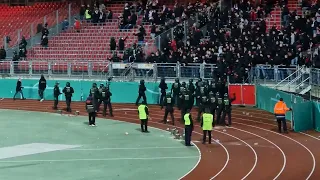 Fanrandale mit Jagdscene nach Pokal Viertelfinale 1.FC Nürnberg - VFB Stuttgart