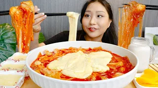 ENG) SPICY & CHEESY Tteokbokki🔥 with glass noodles Mukbang asmr eating show
