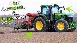 🚜🌾Siew jęczmienia  & Bronowanie  2023 John Deer 7r 310🚜🌾