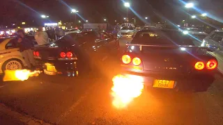 700BHP SKYLINE R33 FIRST DRIVE AT A CRAZY CAR MEET!